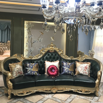 Canapé chesterfield en cuir de style européen en bois